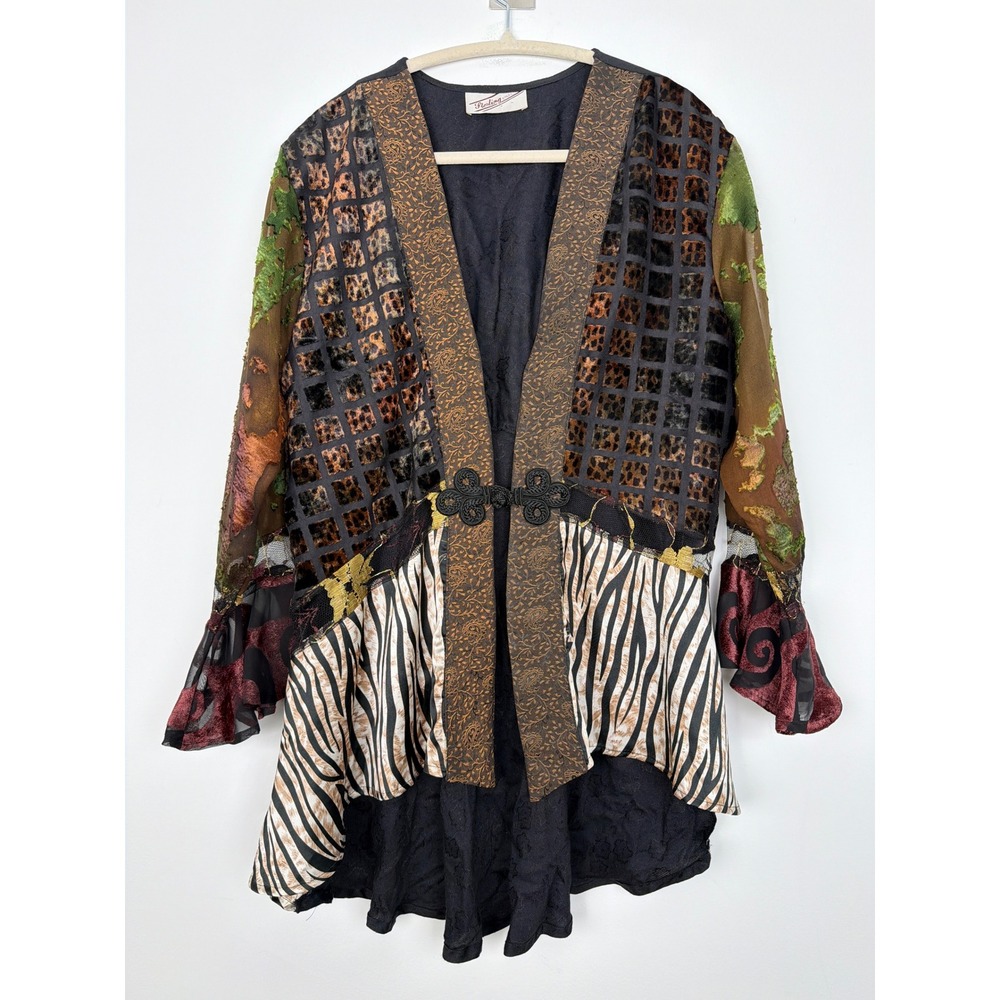 Sterling Styles VTG Patchwork Jacket L Burnout Velvet Animal Print Whimsigoth